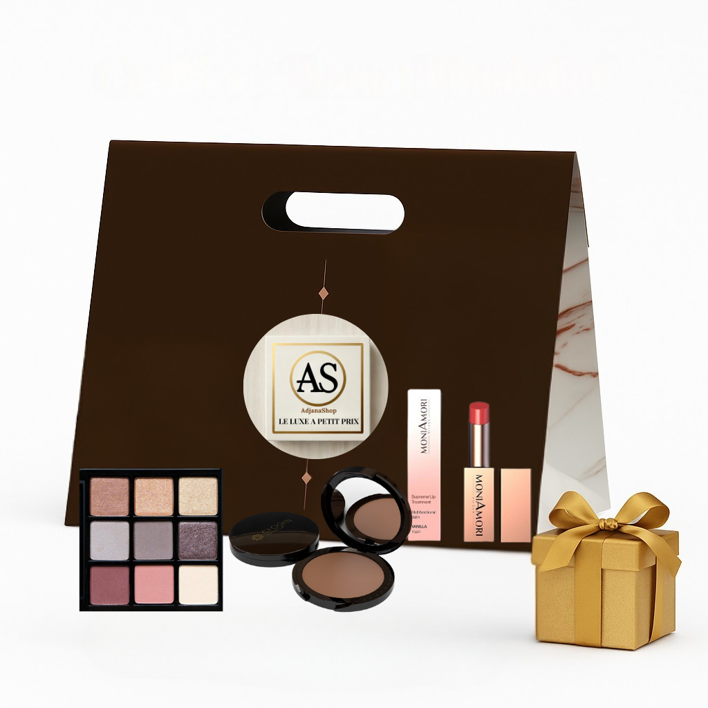 Coffret Maquillage Glamour – Palette d’Ombres à Paupières, Poudre Bronzante & Rouge à Lèvres