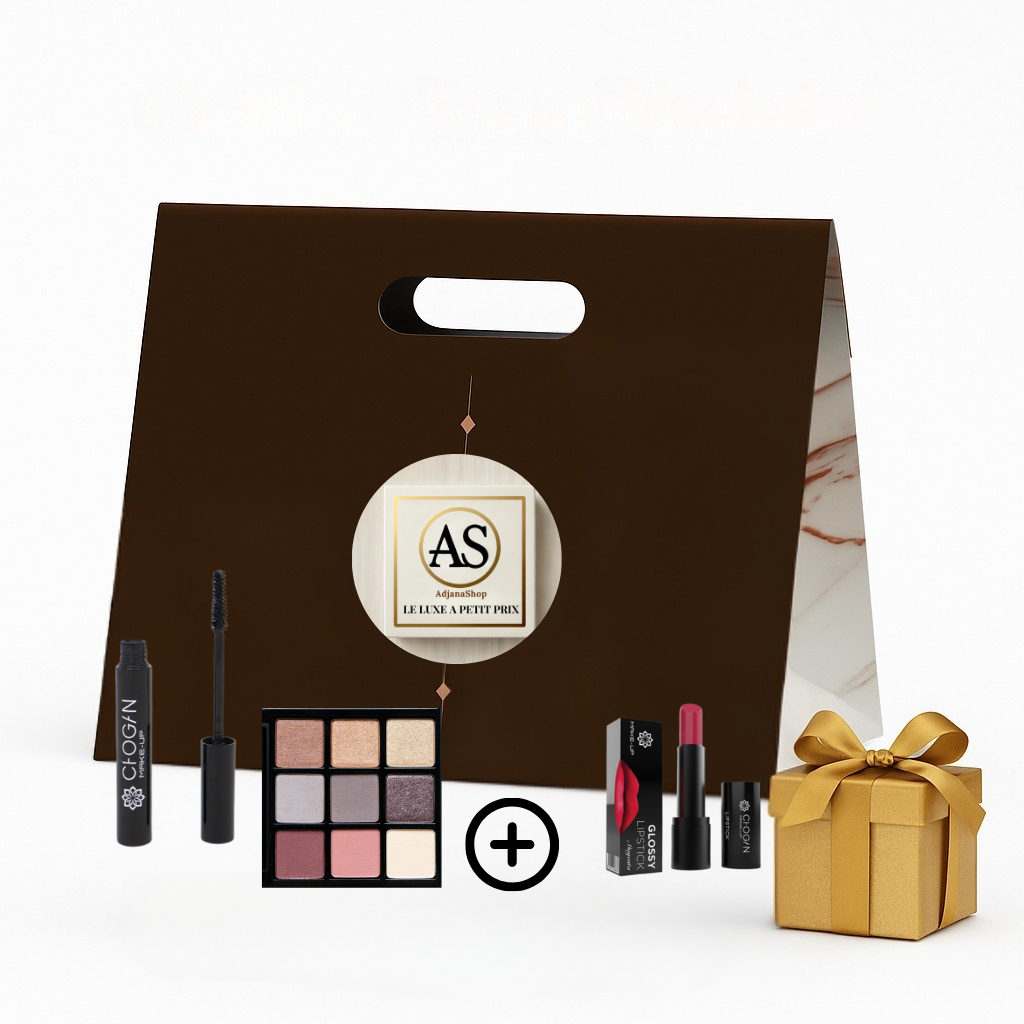 Coffret Maquillage – Mascara + Palette Fards à Paupières = Rouge à Lèvres Offert