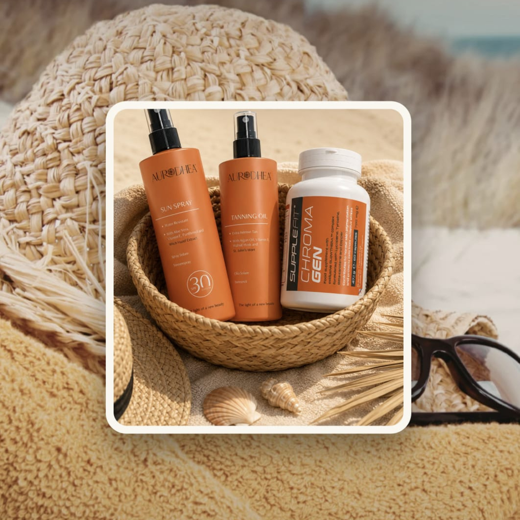 Set Bronzage 3 Étapes | Chromazen, Spray SPF 30 & Huile Brou de Noix – Aurodhea
