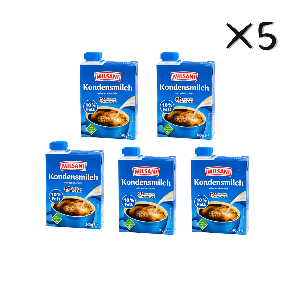 Pack de 5 laits concentrés non sucrés Milsani | 5 × 340 g