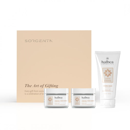 GiftBox Ligne Lait d’Ânesse – Coffret Soin Hydratant Visage Jour, Nuit & Mains | Halbea
