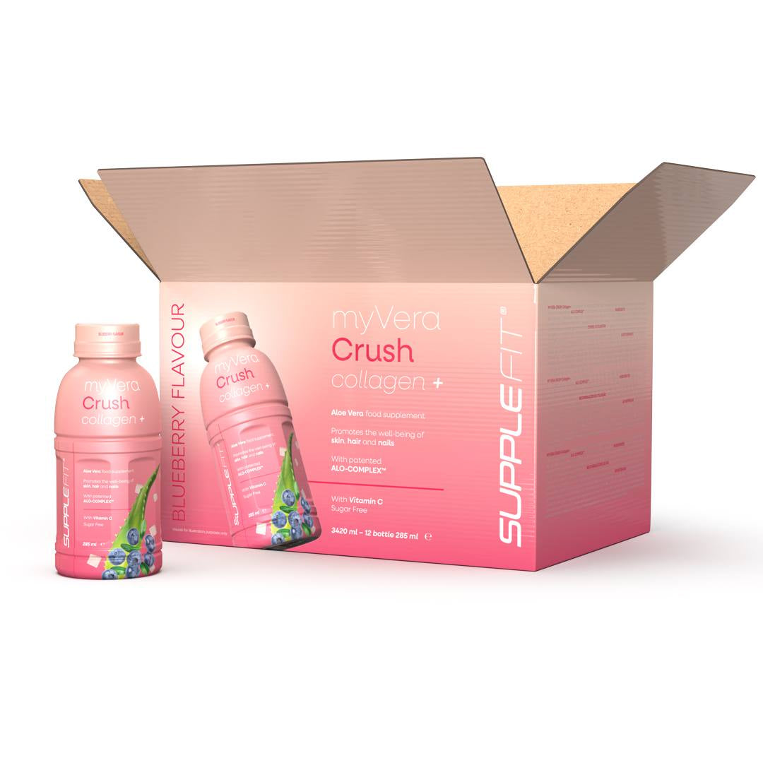 MYVERA CRUSH Collagen + | Complément alimentaire en bouteilles unidoses de 285 ml