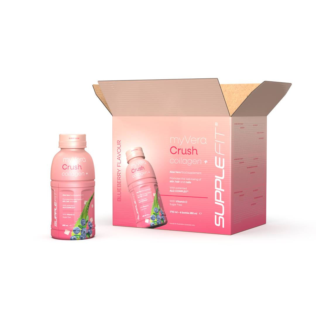 MYVERA CRUSH Collagen + | Complément alimentaire en bouteilles unidoses de 285 ml