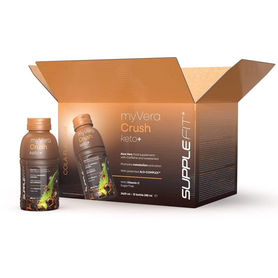 MYVERA CRUSH Keto + | Complément alimentaire avec caféine et édulcorants en bouteille unidose de 285 ml